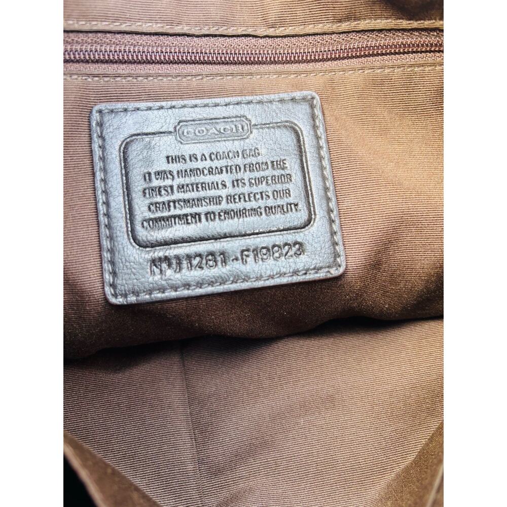 COACH Signature Logo Shoulder Bag Women's Brown Coated Canvas Leather Bag $399 - Picture 9 of 10